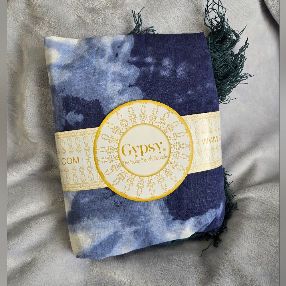 Gypsy Boho Blue Tie-Dye Beach Blanket/Wrap/Towel